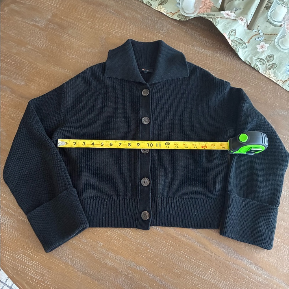 Quince Black Cropped Button Cardigan - Picture 2 of 3